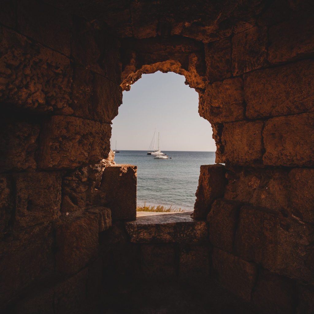 Turkey - A view of the sea from a small window from the Alanya castle